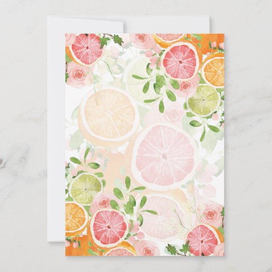 Citrusvruchten en bloemen Baby shower Bedankkaart (Achterkant)