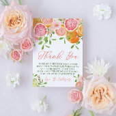 Citrusvruchten en bloemen Baby shower Bedankkaart