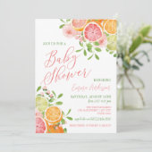 Citrusvruchten en bloemen Baby shower Kaart (Staand voorkant)