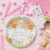 Citrusvruchten en bloemen Baby shower Papieren Bordje (Feest)