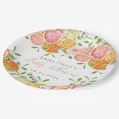 Citrusvruchten en bloemen Baby shower Papieren Bordje (Gekanteld)