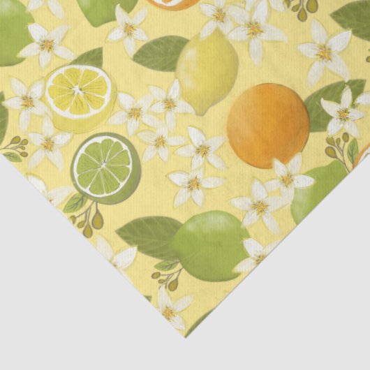 Citrusvruchten en bloesemweefsel papier (Detail)