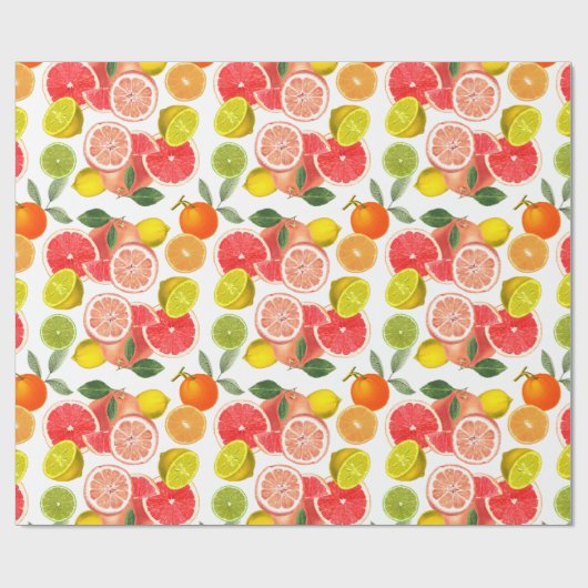 Citrusvruchten- en -lederpapier cadeaupapier (Vlak)