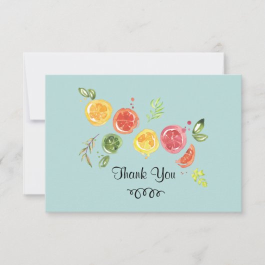 Citrusvruchten in Waterverf Dank u Bedankkaart (Voorkant)