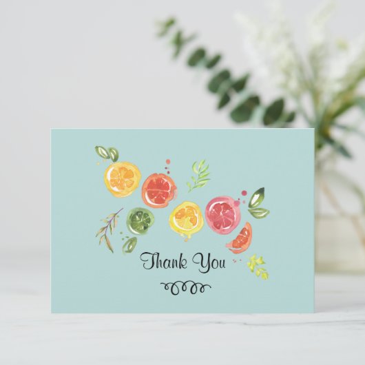 Citrusvruchten in Waterverf Dank u Bedankkaart (Staand voorkant)