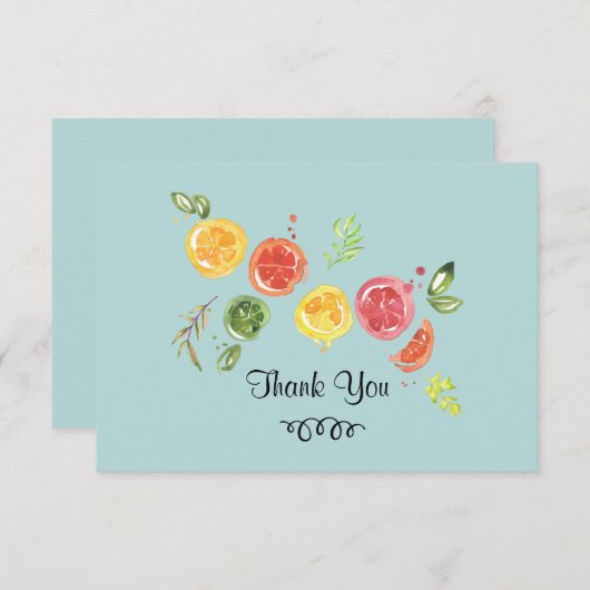 Citrusvruchten in Waterverf Dank u Bedankkaart (Voorkant / Achterkant)