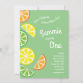 Citrusvruchten Kleurrijke 1e verjaardag Uitnodigin Kaart (Voorkant)