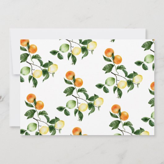 citrusvruchten | Koppels Douche uitnodigingen (Achterkant)