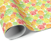 Citrusvruchten: levendige driekleurige waterverf cadeaupapier (Rol Hoek)