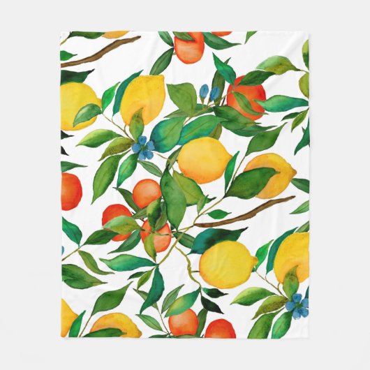 Citrusvruchten, levendige waterverf. fleece deken (Voorkant)
