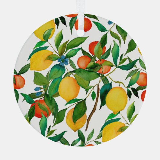 Citrusvruchten, levendige waterverf. glas ornament (Achterkant)