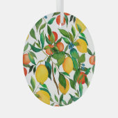 Citrusvruchten, levendige waterverf. glas ornament (Voorkant Rechts)