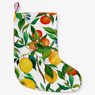 Citrusvruchten, levendige waterverf. kleine kerstsok