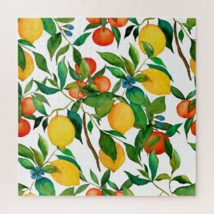 Citrusvruchten, levendige waterverf. legpuzzel