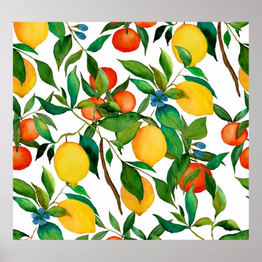 Citrusvruchten, levendige waterverf. poster (Voorkant)