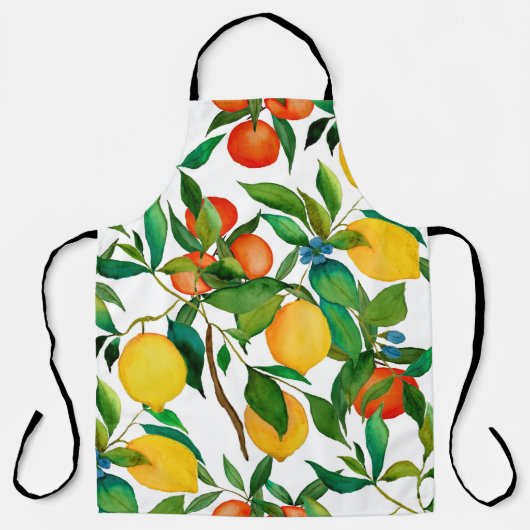 Citrusvruchten, levendige waterverf. schort (Voorkant)