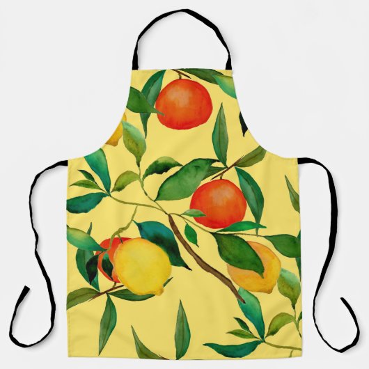 Citrusvruchten, levendige waterverf. schort (Voorkant)