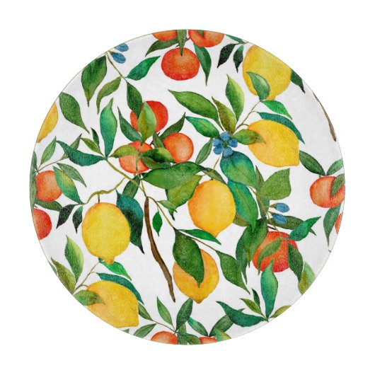 Citrusvruchten, levendige waterverf. snijplank (Voorkant)