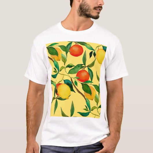 Citrusvruchten, levendige waterverf. t-shirt (Voorkant)