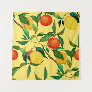 Citrusvruchten, levendige waterverf. wandkleed