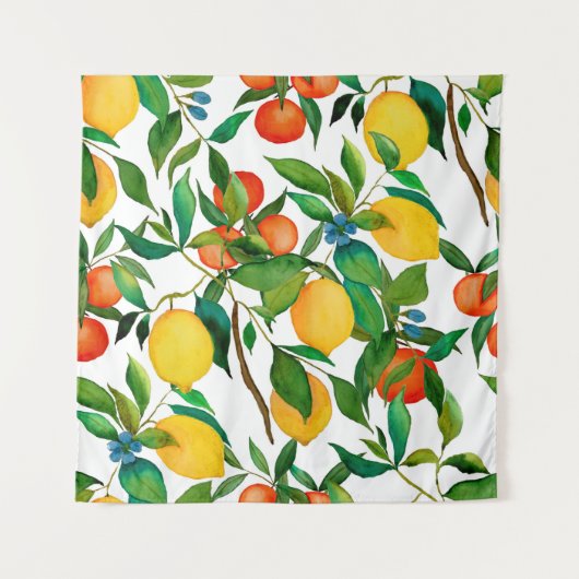 Citrusvruchten, levendige waterverf. wandkleed (Voorkant)