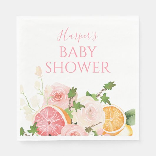 Citrusvruchten roze Baby shower Servet (Voorkant)