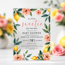 Citrusvruchten Roze Bloemen Zomer Baby shower