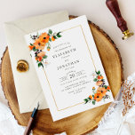 citrusvruchten - sinaasappel - blaadbruinkool kaart<br><div class="desc">Greenery-thema met waterverf citrussinaasappels en een elegant faux goud lijst. De tekst en de kleuren kunnen worden gepersonaliseerd om uw trouwthema aan te passen.</div>