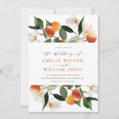 citrusvruchten sinaasappels florale trouwuitnodigi kaart (Voorkant)