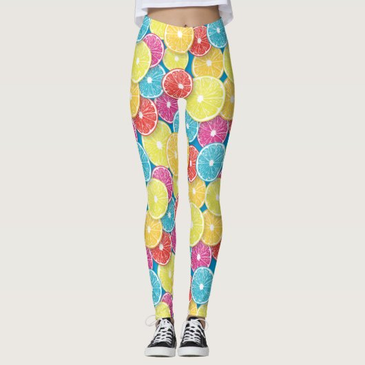 Citrusvruchten snijden pop kunst leggings (Voorkant)