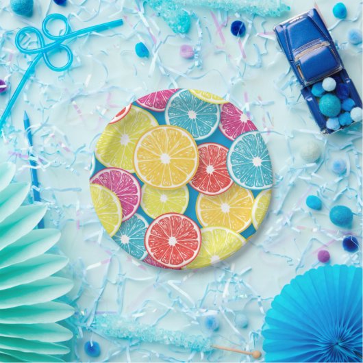 Citrusvruchten snijden pop kunst papieren bordje (Feest)