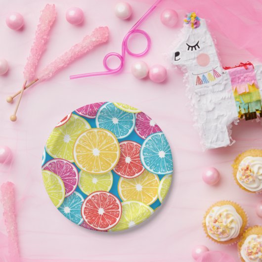 Citrusvruchten snijden pop kunst papieren bordje (Feest)