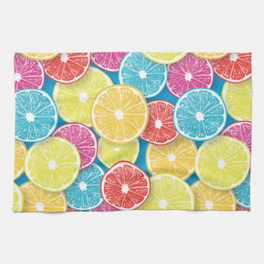 Citrusvruchten snijden pop kunst theedoek (Horizontaal)
