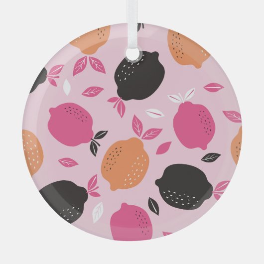 Citrusvruchten, textielpatroon. glas ornament (Voorkant)