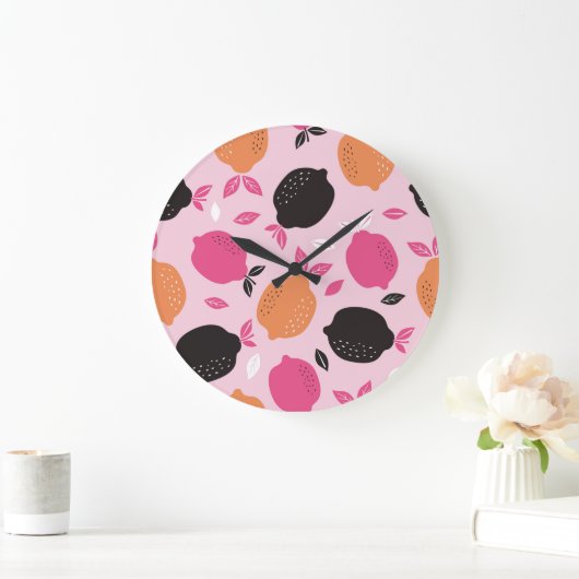 Citrusvruchten, textielpatroon. grote klok (Huis)