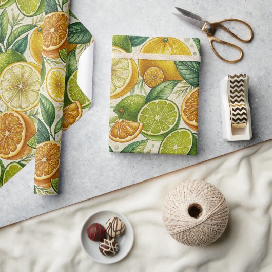 Citrusvruchtenmix Zomer Cadeaupapier (Crafts)