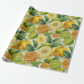Citrusvruchtenmix Zomer Cadeaupapier (Uitgerold)