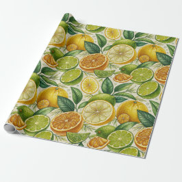 Citrusvruchtenmix Zomer Cadeaupapier