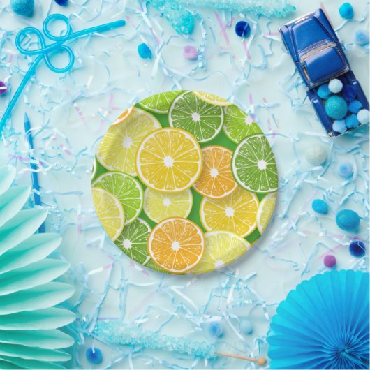 Citrusvruchtenmoten pop art. 3 papieren bordje (Feest)