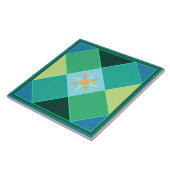 Citruszon in Morroccan blauwe groene citroenkleure Tegeltje (Zijkant)