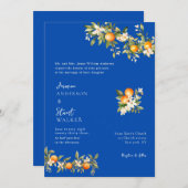 citurs  and blue Wedding  QR Code Invitation Kaart (Voorkant / Achterkant)