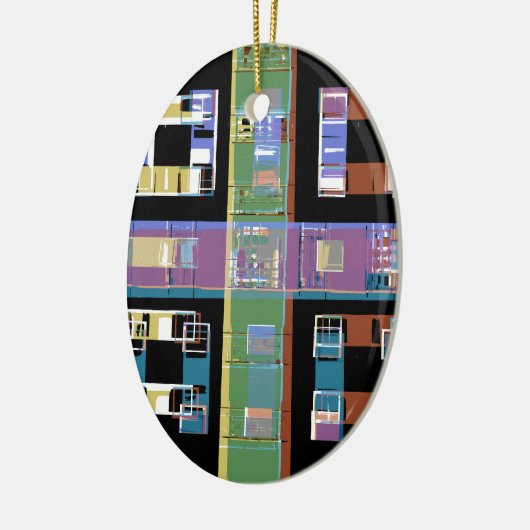 City appartementen 's nachts keramisch ornament (Links)