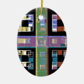 City appartementen 's nachts keramisch ornament (Voorkant)