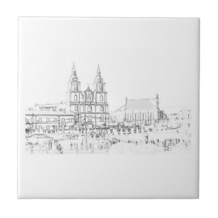 City Architecture Church Sketch Tegeltje