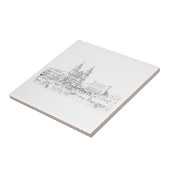 City Architecture Church Sketch Tegeltje (Zijkant)