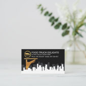 City Block Skyline Gold Waiter Hand Visitekaartje (Staand voorkant)