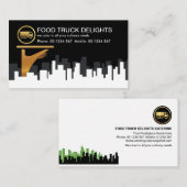 City Block Skyline Gold Waiter Hand Visitekaartje (Voorkant / Achterkant)