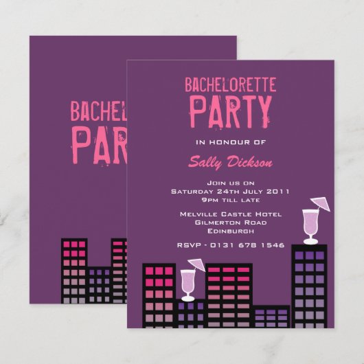 City Blocks Bachelorette Party Uitnodiging (Voorkant / Achterkant)