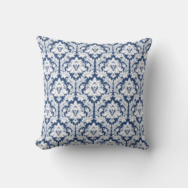 City Blue Damask-patroon Kussen (Voorkant)