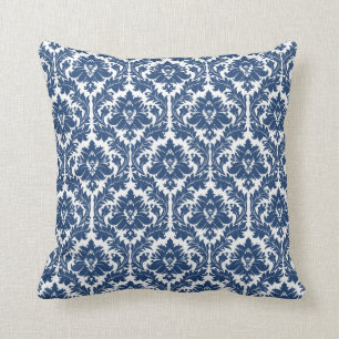 City Blue Damask-patroon Kussen